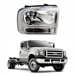 Farol Ford F4000 2007 Até 2011 Máscara Cromada Lado Direito Passageiro