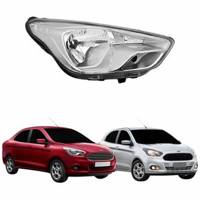 Farol Ford Ka Hatch Sedan 2015 2016 2017 2018 Máscara Cromada Lado Direito Passageiro