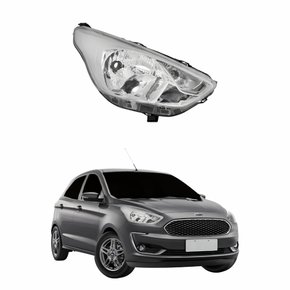 Farol Ford Ka 2019 Até 2023 Máscara Cromada Lado Direito Passageiro
