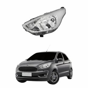 Farol Ford Ka 2019 Até 2023 Máscara Cromada Lado Esquerdo Motorista