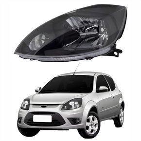 Farol Principal Ford Ka 2008 Até 2014 Máscara Negra Lado Esquerdo Motorista
