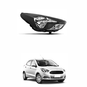 Farol Ford Ka 2015 2016 2017 2018 Máscara Negra Lado Direito Passageiro