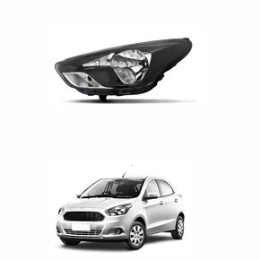 Farol Ford Ka 2015 2016 2017 2018 Máscara Negra Lado Esquerdo Motorista