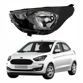 Farol Ford Ka 2019 Até 2022 Máscara Negra Lado Esquerdo Motorista