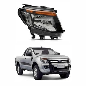 Farol Ford Ranger 2013 Até 2016 Máscara Negra Lado Direito Passageiro
