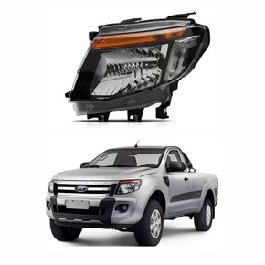 Farol Ford Ranger 2013 Até 2016 Máscara Negra Lado Esquerdo Motorista