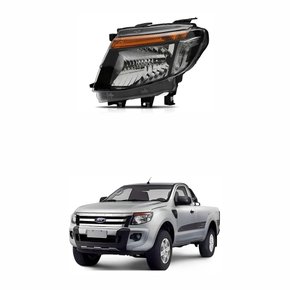 Farol Dianteiro Ford Ranger 2012 2013 2014 2015 2016 Máscara Negra Lado Esquerdo Motorista