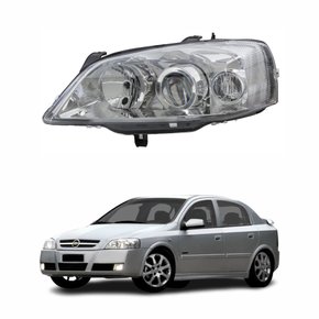Farol GM Astra 2003 Até 2012 Foco Duplo Máscara Cromada Lado Esquerdo Motorista