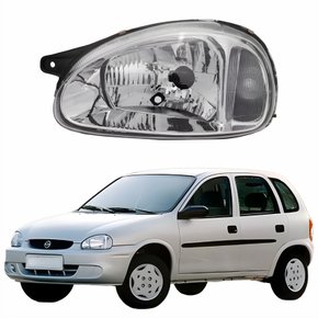 Farol Gm Corsa 2000 2001 2002 Carcaça Preta Lado Esquerdo Motorista