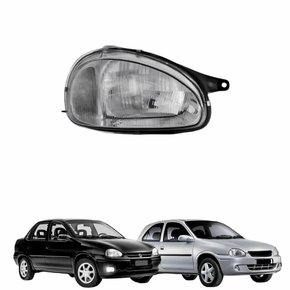 Farol Gm Corsa 1994 1995 1996 1997 1998 1999 Foco Simples Máscara Cromada Lado Direito Passageiro