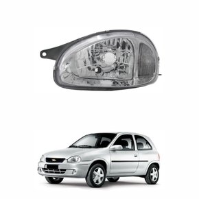 Farol Gm Corsa 2000 Até 2010 Foco Simples Máscara Cromada Lado Esquerdo Motorista