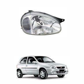 Farol Gm Corsa 2000 2001 2002 Foco Simples Máscara Cromada Lado Direito Passageiro
