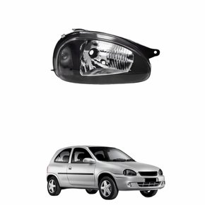 Farol Gm Corsa 2000 2001 2002 Foco Simples Máscara Negra Lado Direito Passageiro