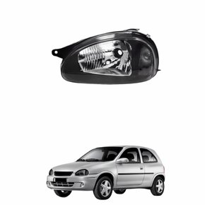 Farol Gm Corsa 2000 2001 2002 Foco Simples Máscara Negra Lado Esquerdo Motorista