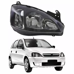 Farol GM Corsa Hatch 2003 Até 2012 Foco Duplo Máscara Negra Pisca Liso Lado Direito Passageiro