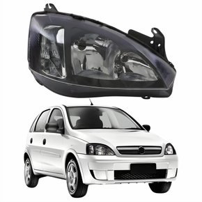 Farol GM Corsa Hatch 2003 Até 2012 Original Arteb Foco Duplo Máscara Negra Pisca Liso Lado Direito Passageiro