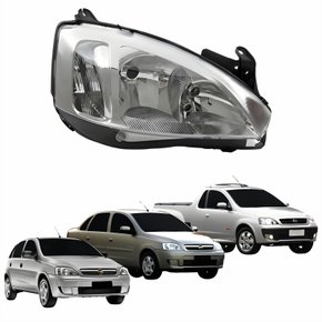 Farol Principal Gm Corsa 2003 Até 2012 Montana 2003 Até 2010 Pisca Raiado Máscara Cromada Lado Direito Passageiro