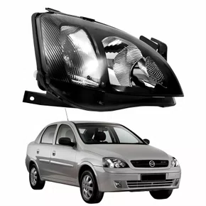 Farol Gm Corsa Sedan 2003 até 2012 Foco Duplo Máscara Negra Pisca Raiado Lado Direito Passageiro