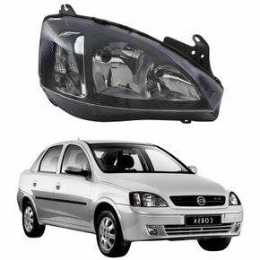 Farol GM Corsa Sedan 2003 Até 2012 Original Arteb Foco Duplo Máscara Negra Pisca Liso Lado Direito Passageiro