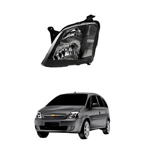 Farol GM Meriva 2003 2004 2005 2006 2007 2008 2009 2010 2011 2012 Foco Duplo Máscara Negra Lado Esquerdo Motorista
