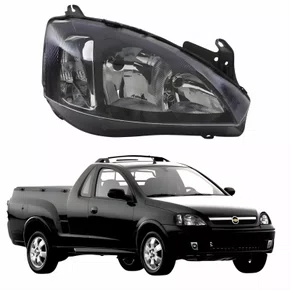 Farol GM Montana 2003 Até 2010 Foco Duplo Máscara Negra Pisca Liso Lado Direito Passageiro