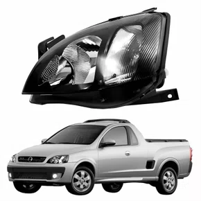 Farol Gm Montana 2003 até 2010 Foco Duplo Máscara Negra Pisca Raiado Lado Esquerdo Motorista