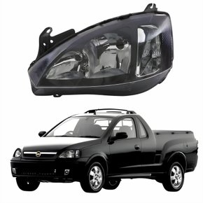 Farol GM Montana 2003 Até 2010 Original Arteb Foco Duplo Máscara Negra Pisca Liso Lado Esquerdo Motorista