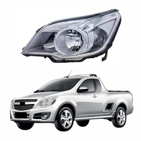 Farol Gm Montana 2009 Até 2013 Máscara Cromada Lado Esquerdo Motorista