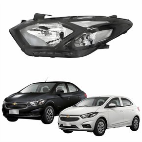 Farol Principal Gm Onix Prisma 2017 2018 2019 Máscara Negra Lado Esquerdo Motorista
