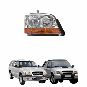 Farol Gm S-10 Blazer 2001 até 2011 Máscara Cromada Pisca Ambar Lado Direito Passageiro