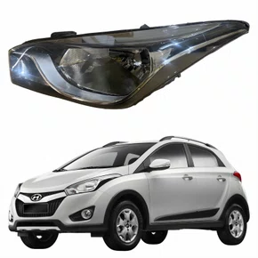 Farol Principal Hyundai Hb20x 2012 Até 2016 Máscara Negra Com Friso Cromado Lado Esquerdo Motorista