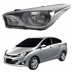 Farol Hyundai HB20X Sedan 2012 Até 2016 Original Arteb Máscara Negra Com Friso Cromado Lado Esquerdo Motorista