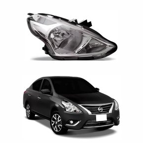 Farol Nissan Versa 2015 Até 2021 Máscara Cromada Lado Direito Passageiro