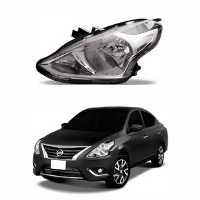 Farol Nissan Versa 2015 Até 2021 Máscara Cromada Lado Esquerdo Motorista