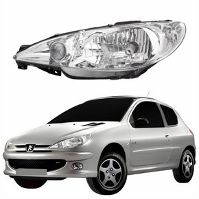 Farol Peugeot 206 2004 Até 2009 Simples Lado Esquerdo Motorista