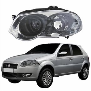Farol Principal Fiat Palio 2008 Até 2012 Máscara Cromada Anel Negro Lado Esquerdo Motorista