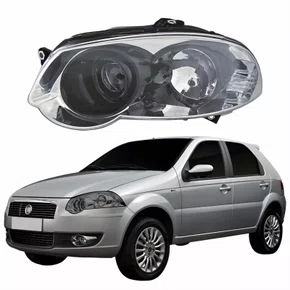 Farol Principal Fiat Palio 2008 Até 2012 Máscara Cromada Anel Negro Lado Esquerdo Motorista