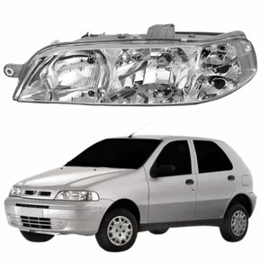 Farol Principal Fiat Palio Fire 2001 2002 2003 2004 Carcaça Cinza Lado Esquerdo Motorista