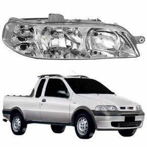 Farol Principal Fiat Strada Fire 2001 2002 2003 2004 Carcaça Cinza Lado Direito Passageiro
