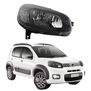 Farol Principal Fiat Uno Vivace 2015 Até 2021 Máscara Negra Lado Direito Passageiro