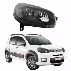 Farol Principal Fiat Uno Vivace 2015 Até 2021 Máscara Negra Lado Direito Passageiro