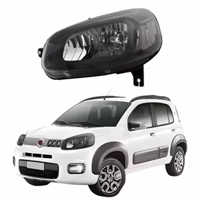 Farol Principal Fiat Uno Vivace 2015 Até 2021 Máscara Negra Lado Esquerdo Motorista
