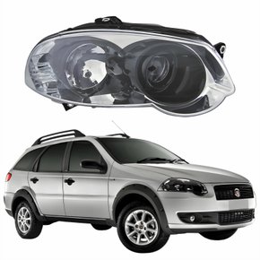 Farol Principal Fiat Weekend 2008 Até 2012 Máscara Cromada Anel Negro Lado Direito Passageiro