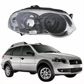 Farol Principal Fiat Weekend 2008 Até 2012 Máscara Cromada Anel Negro Lado Direito Passageiro