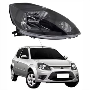 Farol Principal Ford Ka 2008 Até 2014 Máscara Negra Lado Direito Passageiro