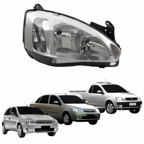 Farol Principal Gm Corsa 2003 Até 2012 Montana 2003 Até 2010 Pisca Raiado Máscara Cromada Lado Direito Passageiro