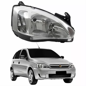 Farol Principal Gm Corsa Hatch 2003 Até 2012 Pisca Raiado Máscara Cromada Lado Direito Passageiro