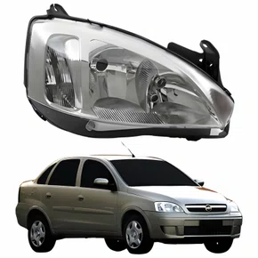 Farol Principal Gm Corsa Sedan 2003 Até 2012 Pisca Raiado Máscara Cromada Lado Direito Passageiro