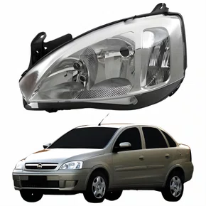 Farol Principal Gm Corsa Sedan 2003 Até 2012 Pisca Raiado Máscara Cromada Lado Esquerdo Motorista