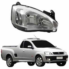 Farol Principal Gm Montana 2003 Até 2010 Pisca Raiado Máscara Cromada Lado Direito Passageiro